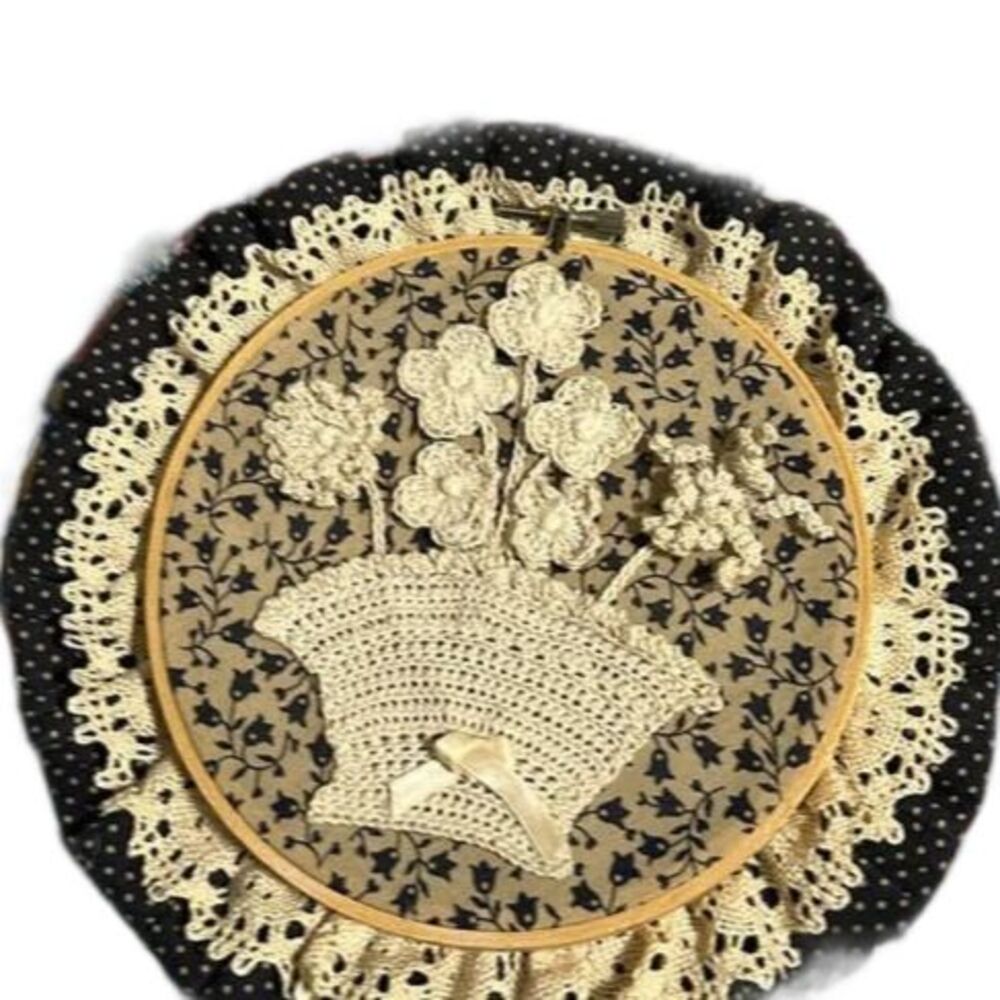 Vintage Embroidery Hoop Decor Flowers Cottagecore Granny Chic